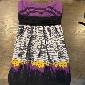 Strapless multicolor Linen dress